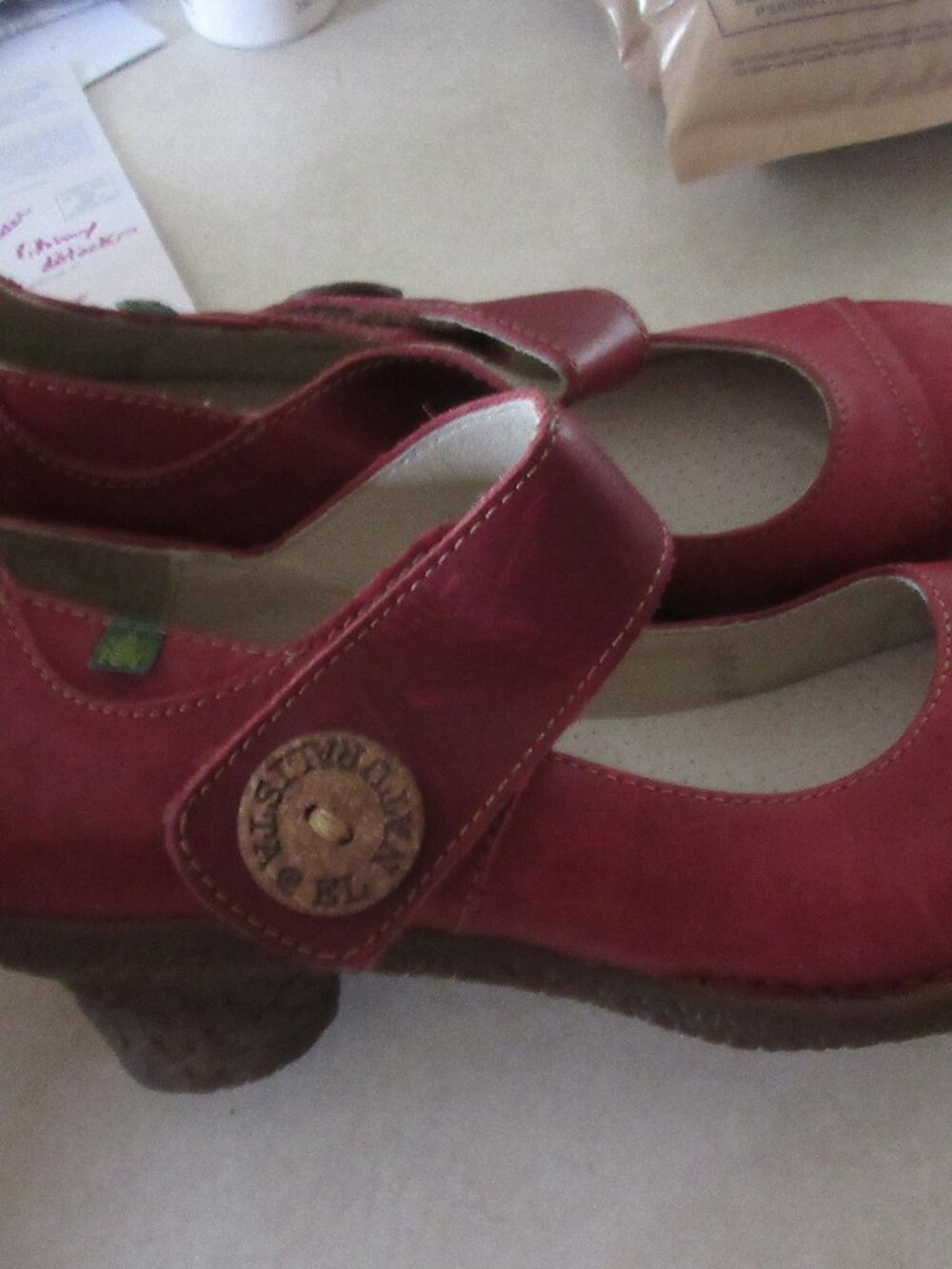 el Naturalista wine red leather mary jane heeled shoes 39